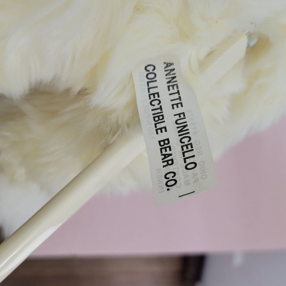 Annette Funicello Jointed White Teddy Bear Bunny Rabbit Slippers Heart Chain 13" - Picture 9 of 10